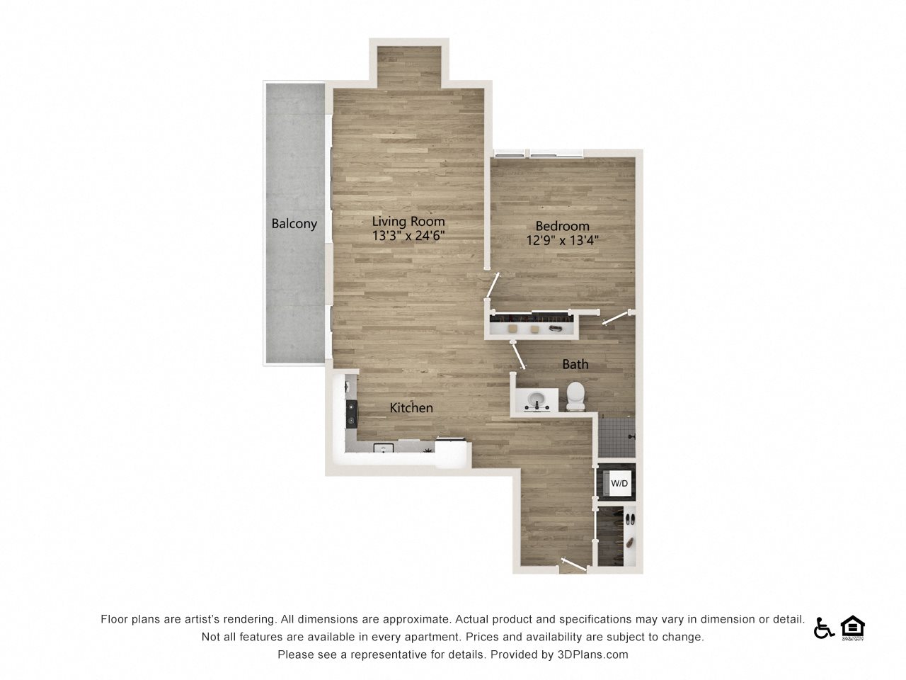 one bedroom one bath 1053 SF one bedroom one bath
